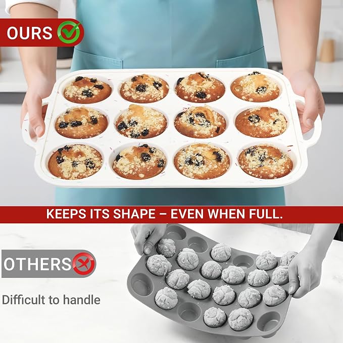 Silicone Mini Muffin Pans for Baking 24 Cup with Steel Frame Non-Stick, 2Pack Small Cupcake Pan, BPA Free Food Grade, Easy Release, Dishwasher Oven Freezer Microwave Safe for Muffin Tin Cake Pop Molds - Image 4