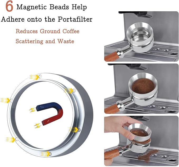 58mm Espresso Tamper Kit - Dual-Spring Calibrated Coffee Tamper, 8-Needle WDT Tool Espresso Distribution Tool, Magnetic Aluminum Dosing Funnel, Reusable Puck Screen, Fit for 58mm Portafilters