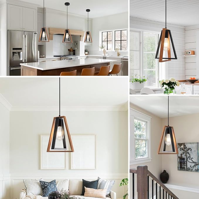 3 Pack Small Farmhouse Pendant Lights Kitchen Island Industrial Metal Pendant Light Fixture Black Hanging Light Fixture Vintage Pendant Light Fixtures for Dining Room Living Room - Image 4