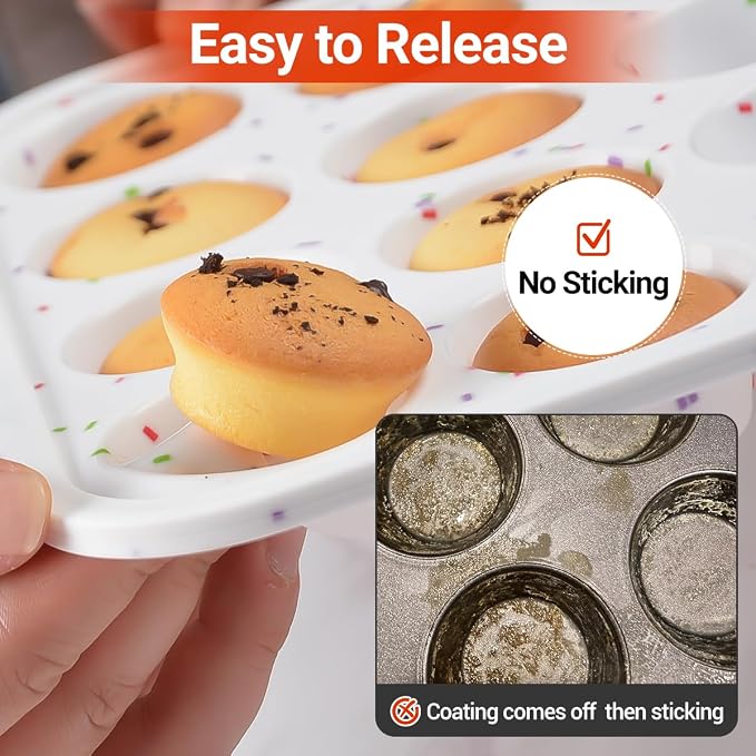 CAKETIME Silicone Mini Muffin Pan, Metal Reinforced Frame 24 Cups Cupcake Pan with Handle Nonstick for Baking Muffins, Cupcakes, Egg Bites - Image 5