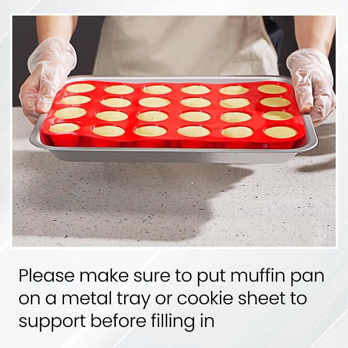 Redfly 2 Pack Silicone Mini Muffin Pan & Cupcake Pans for Baking - 24 Cup Mini Size BPA Free Egg Bites Molds - Image 2