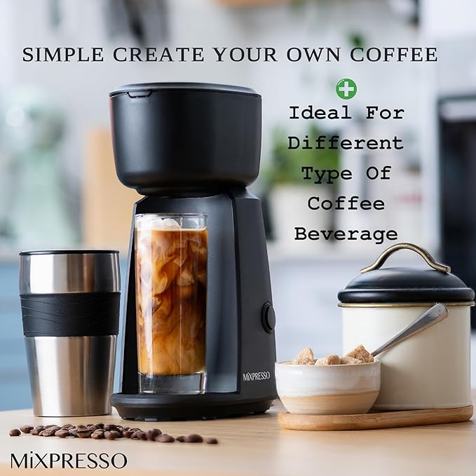 Mixpresso Single Serve & Single Cup Coffee Maker with 14oz Travel Mug Black | For ground coffee only, reusable filter, auto shut off. Compact personal drip coffee maker, not compatible with K-Cup pods. - Image 6