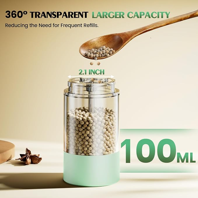 Electric Salt and Pepper Grinder Set Automatic Battery Pepper Mill Shakers Adjustable Coarseness Upgraded Larger Capacity with Led Home and Kitchen Appliances Birthday Gifts for Women Mom - Image 4