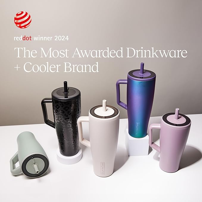BrüMate Era 30 oz Tumbler with Handle and Straw | 100% Leakproof Insulated Water Bottle Tumbler with Lid and Flexible SoftSip Straw | Made of Stainless Steel | Cup Holder Friendly | 30oz (Mocha)