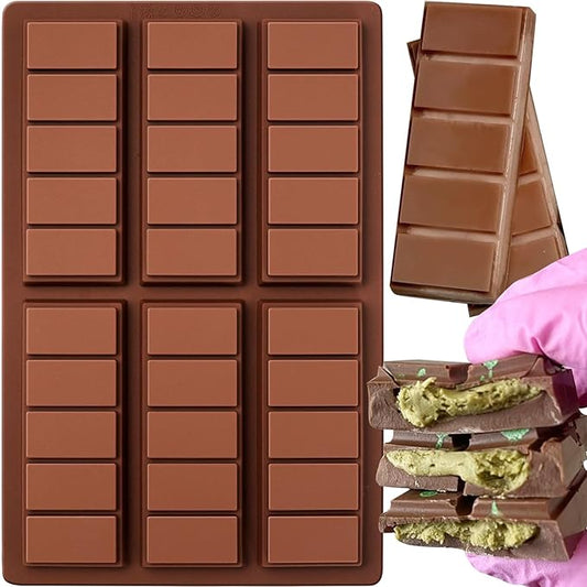 HKNMTT Chocolate Bar Molds Silicone 5 Snap Deep Moulds for Filling Dubai Wax Candy Energy Protein Bars, Food Grade Non stick Home DIY Handmade Gifts