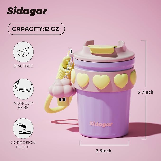 SDGA+ 12 oz Travel Coffee Mug Spill Proof Leak Proof, Stainless Steel Thermal Coffee Cup with Lid, Resuable Cup for Hot and Cold, Portable Tumbler for Women, Lavender Honey - Image 2
