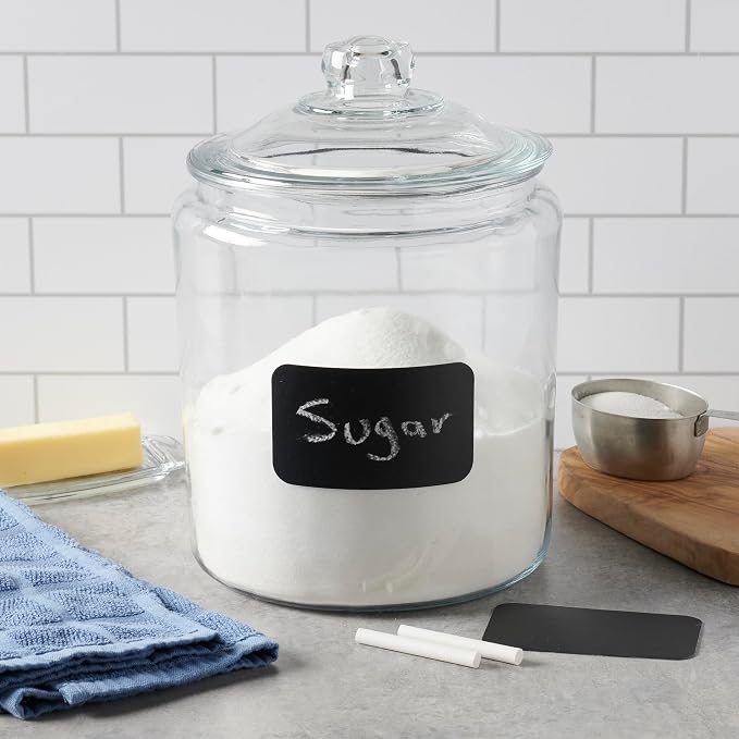 Anchor Hocking Heritage Hill Glass Jar with Lid, 2 Gallon Capacity, with 2 Chalkboard Labels and Chalk - Image 5