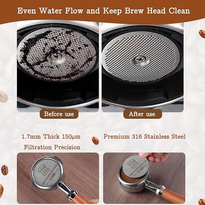 51mm Espresso Tamper Kit - Dual-Spring Calibrated Coffee Tamper, 8-Needle WDT Tool Espresso Distribution Tool, Magnetic Aluminum Dosing Funnel, Reusable Puck Screen, Fit for 51mm Portafilters
