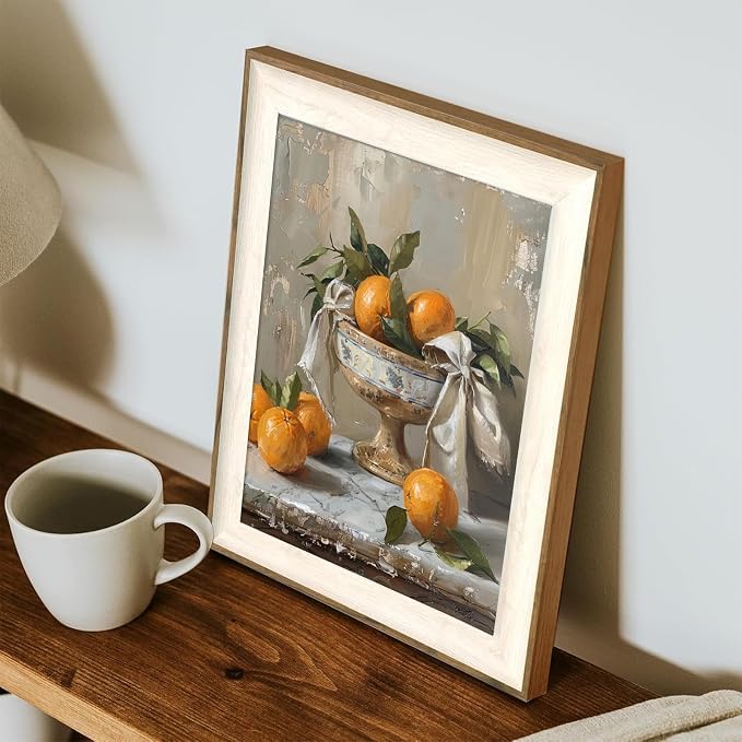 XOCUUI Farmhouse Still Life Picture Living Room - Rustic Vintage Decor for Bedroom - Tangerine Orange Fruit Moody Muted Oil Painting Art Deco Wall Art for Kitchen - 8x10inch Unframed - Image 9