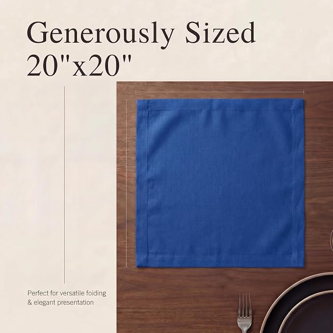 Urban Villa Cloth Napkins Cotton 20x20 (Set of 12) Royal Blue - Image 6