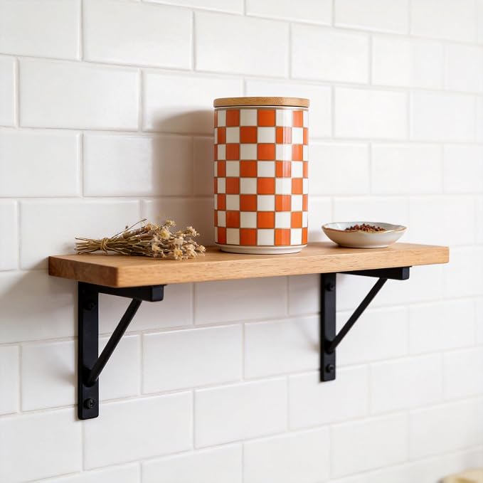 Kitchen Countertop Ceramic Checkered Canisters,Black And White Food Storage Containers With Lid,Airtight Kitchen Canisters for Flour, Sugar, Coffee, Tea, and Dry Goods (Orange, Large) - Image 7