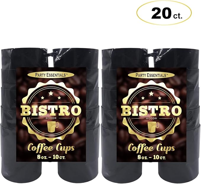 Party Essentials 8-Ounce Hard Plastic Coffee Cup/Tea Mug with Handle, 20-Count, Bistro Black (Pack of 6) - Image 3