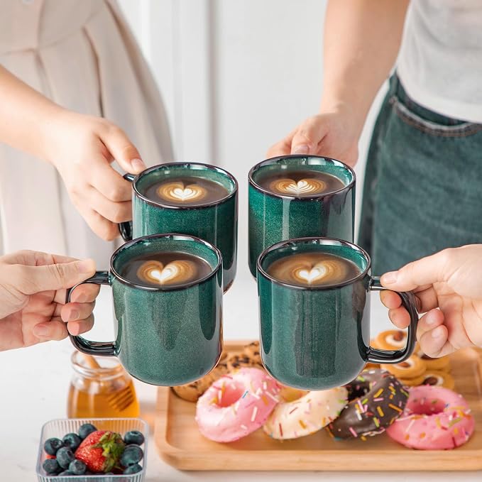 vancasso STARRY Coffee Mugs Set, 12 oz Ceramic Coffee Cups for Latte Hot Tea Cappuccino Cocoa Milk Stoneware Cups Set of 6, Dishwasher & Microwave Safe, Green - Image 9
