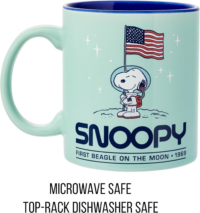 Silver Buffalo Peanuts Beagle on the Moon Snoopy Space, Ceramic Mug, 20oz | First, 0.59 Liters - Image 3