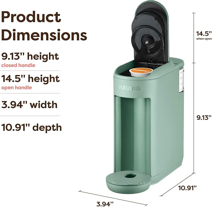 Keurig K-Mini Mate Single Serve K-Cup Pod Coffee Maker, Brews Up to 12 oz Cup, Compact Portable Coffee Machine for Small Spaces, Great for Dorms & Offices, Glamping Green - Image 7