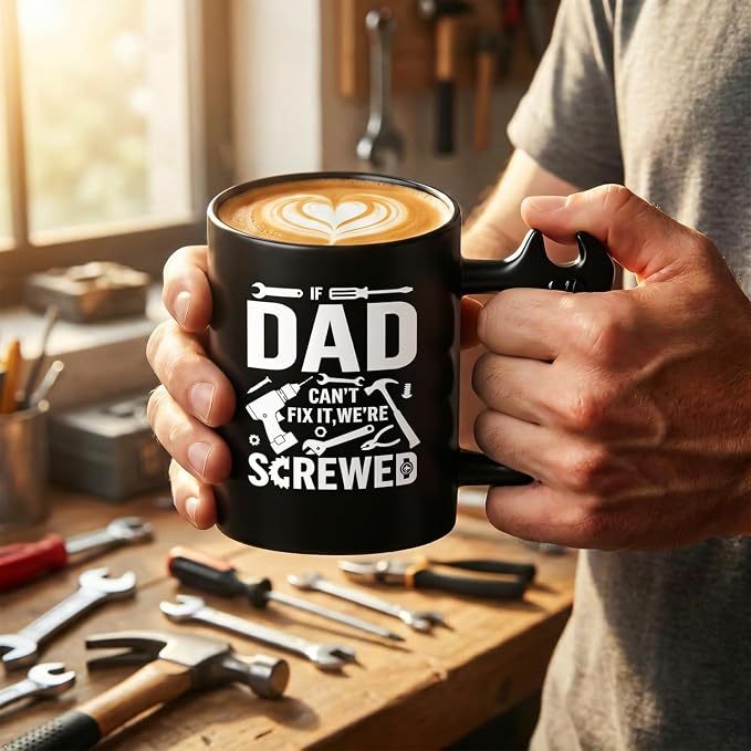 LOZACHE Funny Coffee Mug with Wrench Handle for Dad, Novelty Fathers Day Dad Christmas Birthday Gifts for Men Grandpa Uncle Husband Brother Mechanic - Image 6