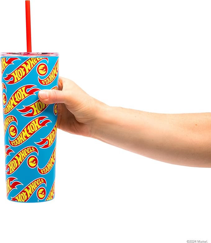 Dragon Glassware x Hot Wheels Tumbler with Straw, 24 oz - Race Team | Vacuum Insulated Stainless Steel Tumbler with Straw & Lid; Double Walled Tumbler with Straw; Hot Wheels Cup with Lid - Image 8