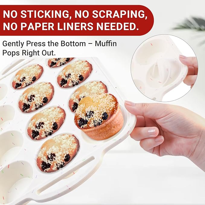 Silicone Mini Muffin Pans for Baking 24 Cup with Steel Frame Non-Stick, 2Pack Small Cupcake Pan, BPA Free Food Grade, Easy Release, Dishwasher Oven Freezer Microwave Safe for Muffin Tin Cake Pop Molds - Image 5