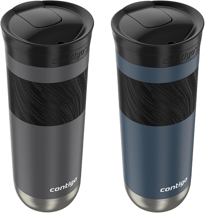 Contigo Byron 2.0 Stainless Steel Travel Mug with SNAPSEAL Lid and Grip, 20 oz, 2-Pack, Sake; Blueberry by Unknown