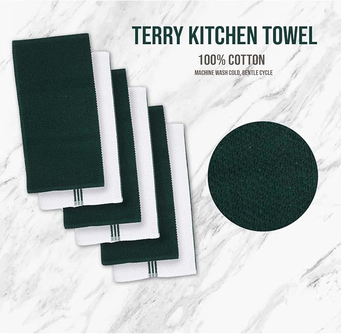 LANE LINEN Dish Towels and Dishcloths Sets - 16 Pc Kitchen Mitts and Pot Holders, 100% Cotton Kitchen Dish Rags for Washing Dishes - Green - Image 6
