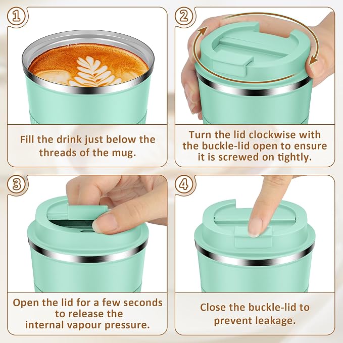 KETIEE 12oz Coffee Mug: Vacuum Insulated Coffee Cup with Leakproof Lid, Travel Coffee Mug Stainless Steel Double Walled Reusable Coffee Cup for Hot and Cold Water Coffee - Image 8