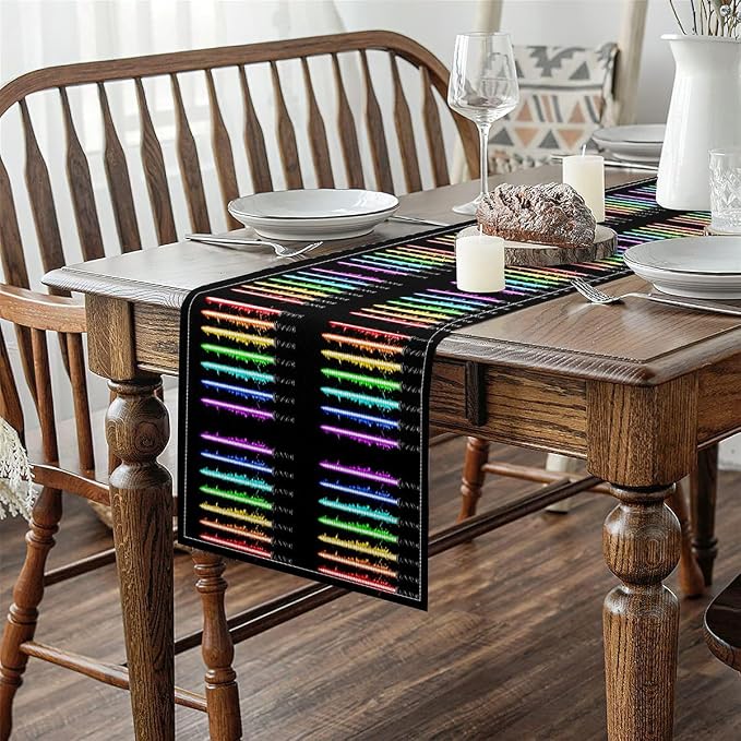 Feelyou Lightsaber Table Runner 90x13 Inch Colorful Decorations Indoor Outdoor Party Supply Lightsaber Grommet Home Kitchen Dining Decor Dresser Scarfs Future Technology Home Decor for Living Room - Image 4