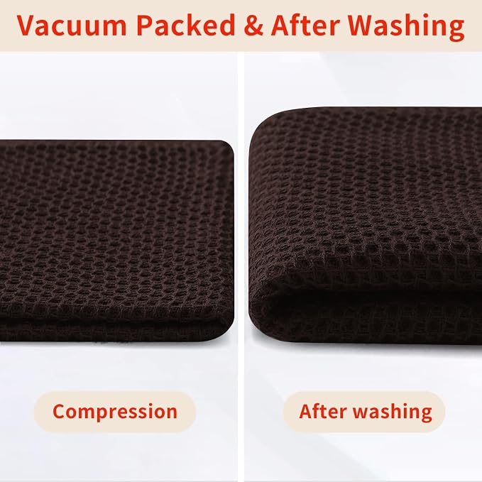 Homaxy 100% Cotton Waffle Weave Kitchen Dish Towels 24-Pack, Dark Brown | 13 x 28 Inches, Ultra Soft Absorbent Dish Towels, Quick Drying Cleaning Towels - Image 8