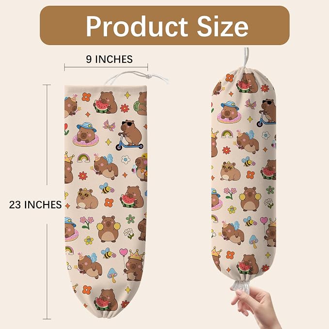 Capybara Plastic Bag Holder Dispenser, Plastic Grocery Bag Organizer & Wall Mount Paper Trash Bag Saver Storage for Kitchen Home Pantry Decor, Cute Animal Decor - Image 2