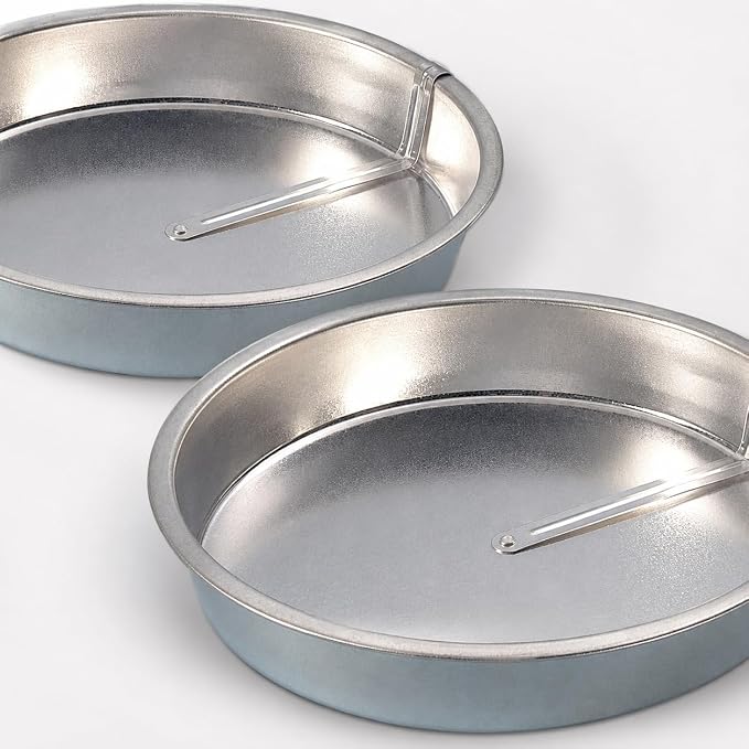 Easy Release Cake Pan Set of 2, 360° Lever, Tinplate, Silver, 8 Inch | Creates Professional Layer Cakes, Even Heat Distribution, Effortless Cake Removal, Ideal for Home Baking, Hand Wash Care - Image 3