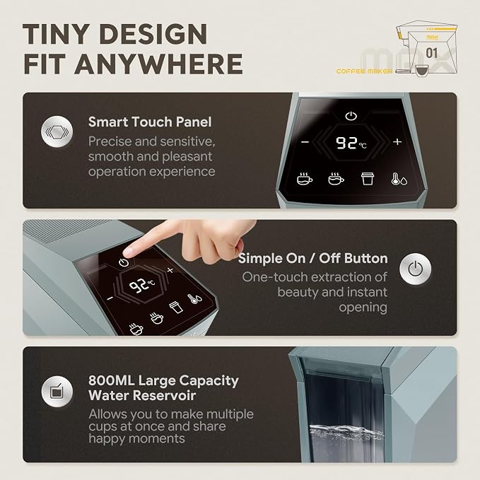 3-in-1 Coffee Maker & Espresso Machine for Pods & Grounds, Fits K Cup/Nes/Grounds, 4 Cup Sizes & Custom Brew Volume/Temp, 4.72" W for Kitchen/Office/Dorms,27 oz Tank - Image 6