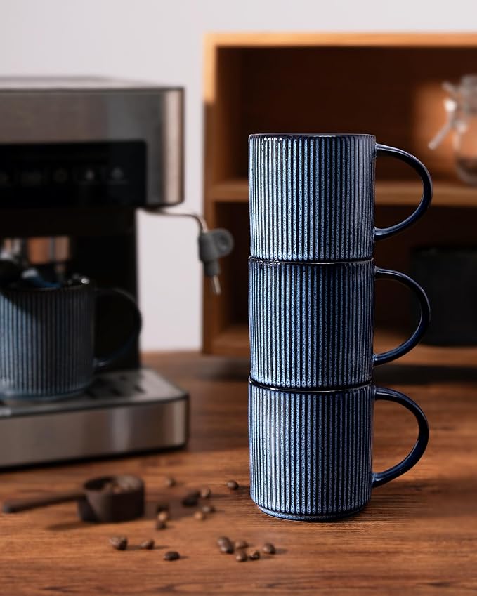 famiware Coffee Mug Set for 6, Star 12 oz Catering Mugs Cup Set with Handle for Coffee, Tea, Cocoa, Milk - Ceramic Stoneware Drinkware Set, Nebulas Blue - Image 7