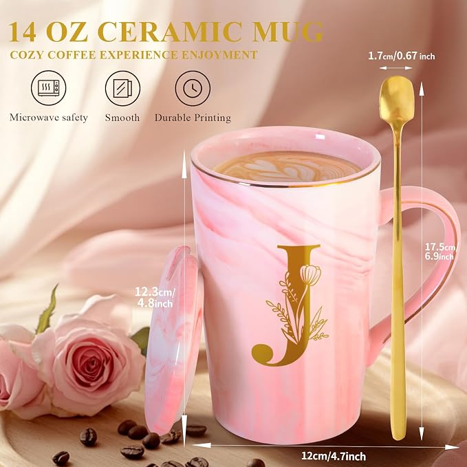 Personalized Ceramic Coffee Mug with Lid Tea Cup Women Her Sister Mom Girlfriend Aunt Best Friend Friendship Grandma Wife Daughter Law Lady Happy Birthday Gifts Cool Funny Meaningful Unique Cute,J - Image 4