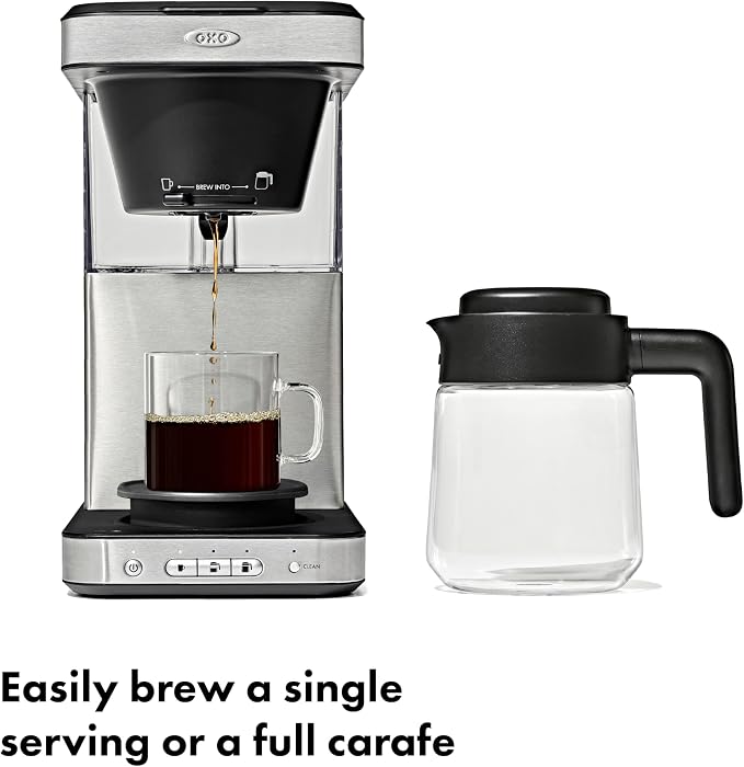 OXO Brew 8-Cup Drip Coffee Maker - Glass Carafe | Podless Single-Serve and Full Carafe Options, SCA Certified Home Brewer, Temperature Control Setting - Image 4