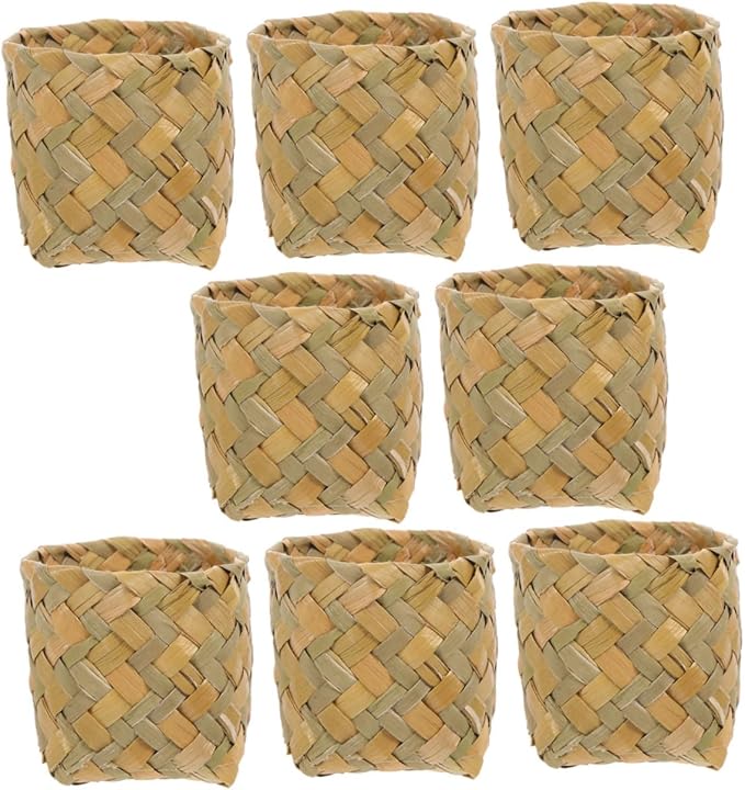 DOITOOL 8pcs Woven Storage Baskets for Organizing Natural Color Decorative Holders for Candy Snacks and Accessories Rustic Farmhouse Style for Home Decor and Packaging by DOITOOL