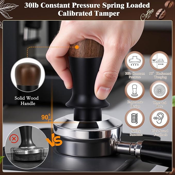8 PCS Espresso Accessories Kit, 58mm Espresso Tamper Kit Coffee Tamper Set with Coffee Distributor, Espresso Tamping Station, Espresso WDT Stirrer,Dosing Funnel, Fits Breville 58 mm Portafilter - Image 4