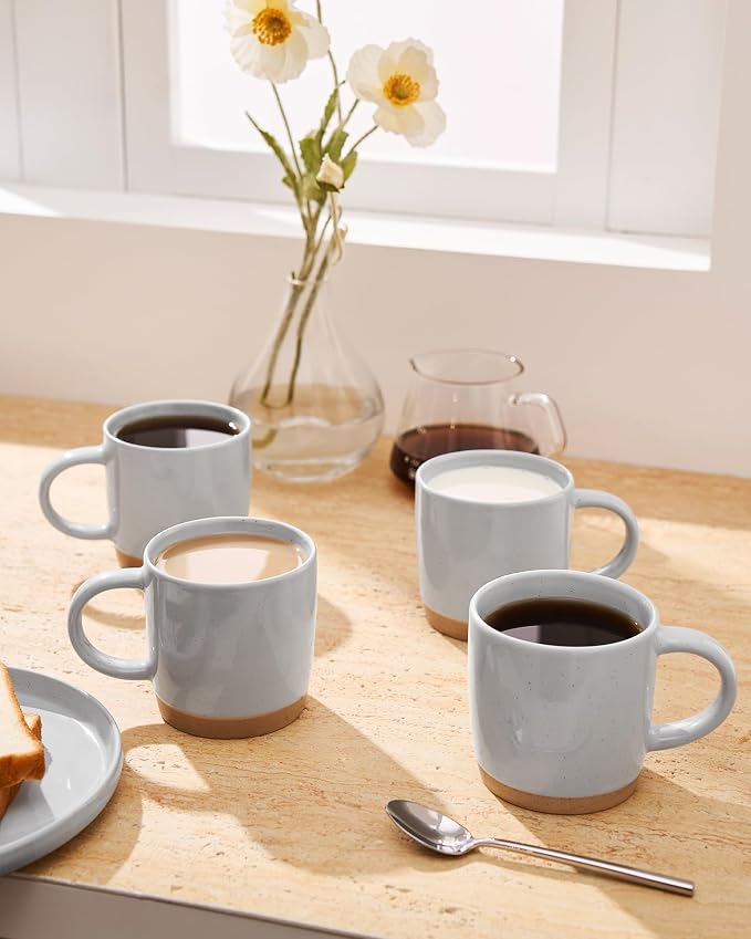 famiware Coffee Mugs for 4, 13 oz Mug Set, Dringking Cup with Handle for Coffee, Tea, Cocoa, Milk, Milkyway Serise, Ligth Gray - Image 6