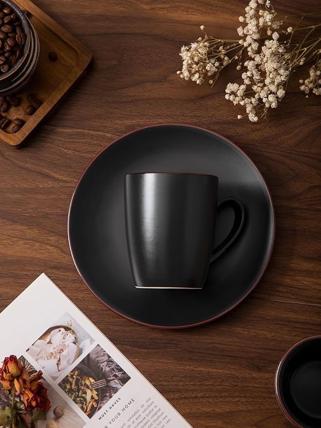 famiware Venus Coffee Mugs for 6, 14 oz Mug Set, Dringking Cup with Handle for Coffee, Tea, Cocoa, Milk, Matte Black (Pack of 2) - Image 6