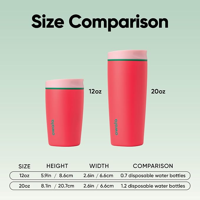 Owala SmoothSip Slider Insulated Stainless Steel Coffee Tumbler, Reusable Iced Coffee Cup, Hot Coffee Travel Mug, BPA Free 12 oz, Pink/Red (Strawberry Fields) - Image 6