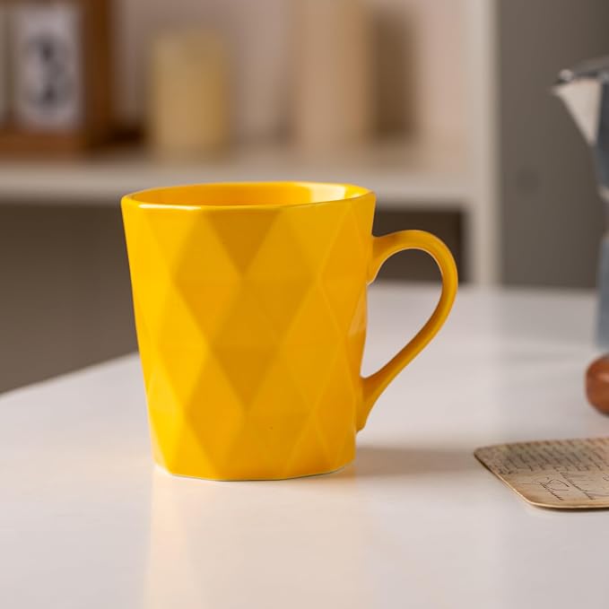 11 Ounce Porcelain Mugs, Set of 6, Tea and Cocoa Mug Set, Matte (Yellow) - Image 2