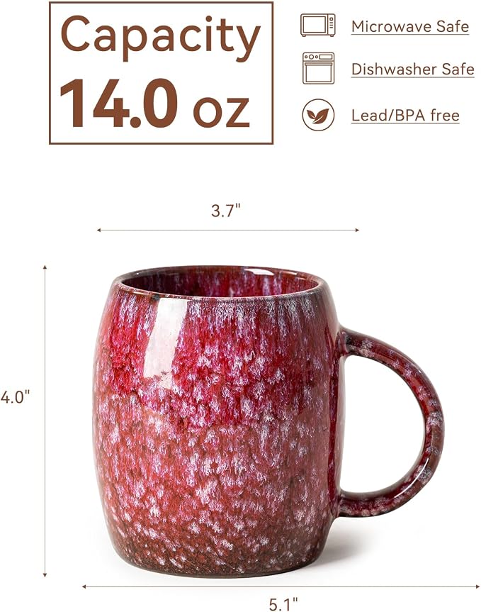 Sakura Nebula Ceramic Coffee Mug - 14 oz Unique Mug with Large Handle, Barrel Cute Mug for Women Men, Aesthetic Coffee Cup Gift for Home Office - Image 8