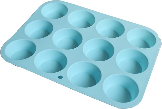 X-Haibei Round Circle Silicone Mold for Cupcakes, Muffins, Soap, Wax Tarts - 12-Cavity Baking Pan for Perfectly Shaped Treats & DIY Crafts