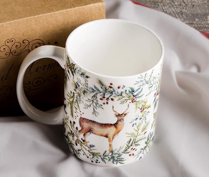 Maison d' Hermine Coffee Mug with Handles Tea Cups (15 Ounce, Pack of 2) | Fine Bone China Coffee Mugs for Hot Beverages Cappuccino Latte Home Restaurant Hotel Spring Summer -Holly Time - Image 8