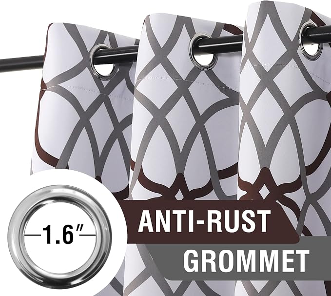 H.VERSAILTEX Blackout Curtains 84 inch Length 2 Panels Set Thermal Curtains & Drapes Window Treatment Noise Reducing Geometric Modern Grommet Living Room Curtains for Bedroom - Brown and Gray - Image 3