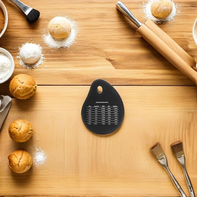 TIDTALEO 4pcs Black Silicone Baking Cutter with Compact Design and Kitchen Measurement Conversion Chart, Pastry Tool for Baking and Cooking Preparation, for Beginner and Professional Users - Image 5