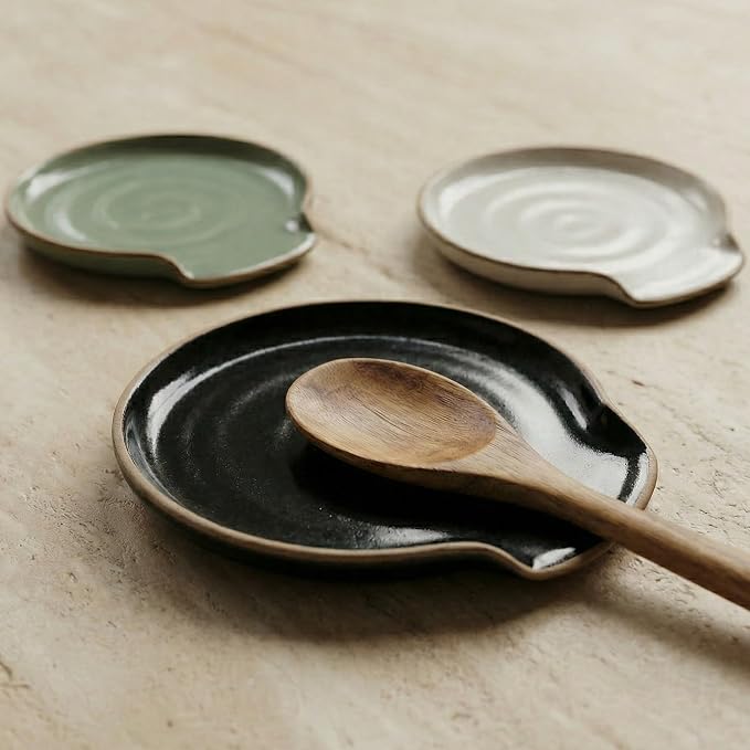 Beautiful Ceramic Spoon Rest for Stove Top - Perfectly Sized Spoon Holder for Your Kitchen Countertop - Easy to Clean and Dishwasher Safe, Perfect Addition to Any Kitchen Counter for Everyday Cooking by KIBAGA