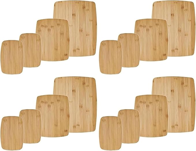Farberware 4-Piece Bamboo Cutting Board Set - Reversible Boards for Chopping, Slicing, Charcuterie and Meal Prep - Kitchen Essential, Housewarming or Back-to-School Gift (Pack of 4) by Farberware
