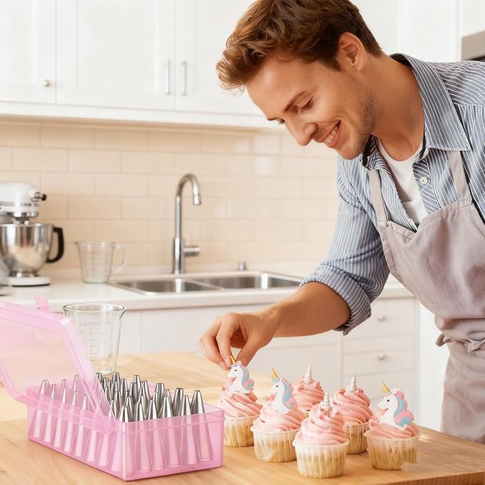 3pcs Piping Tips Organizer with Fixed Pins 72/126-Capacity Cake Decorating Storage Box for Baking Tools (1pcs-42 transparent color)