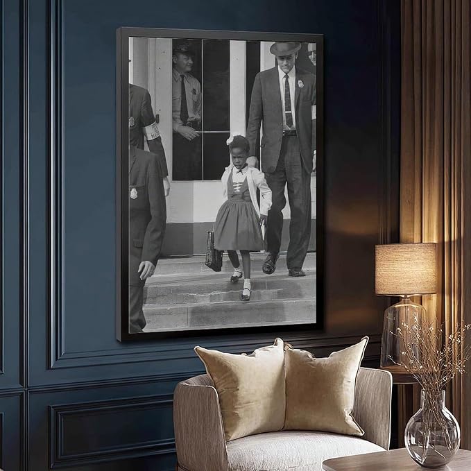 Young Black Girl Protesting, Ruby Bridges, Civil Rights Movement, Vintage Feminism Poster Canvas Poster Wall Art Decor Print Picture Paintings for Living Room Bedroom Decoration Black Frame 24x36in(60 - Image 3