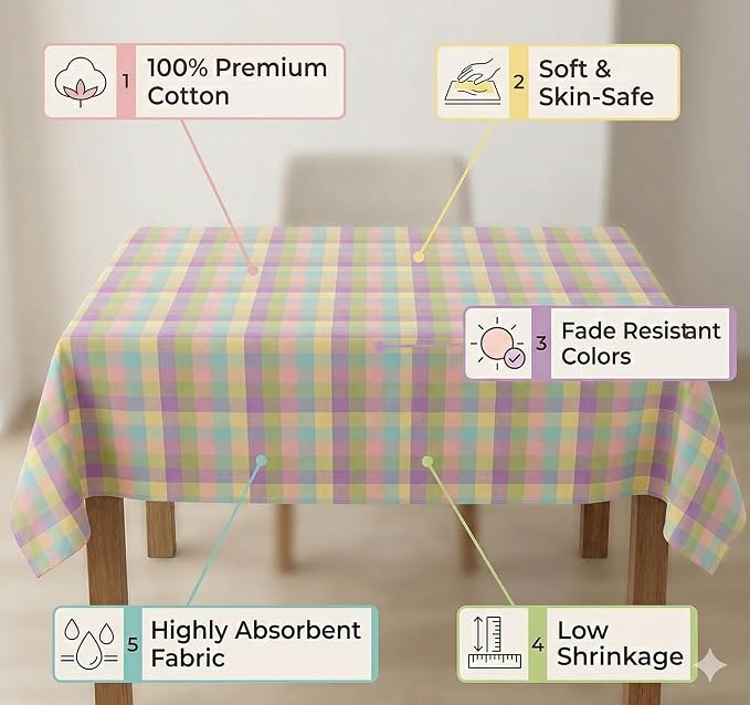 Urban Villa Tablecloth Cotton Tabletop 60x102 (8-10 Seats) Easter Checks - Image 3
