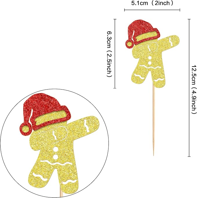 24PCS Christmas Gingerbread Man Cupcake Toppers Picks Xmas Holiday Cupcake Picks Merry Christmas Theme Holiday Baby Shower Birthday Party Cake Decorations Supplies - Image 6